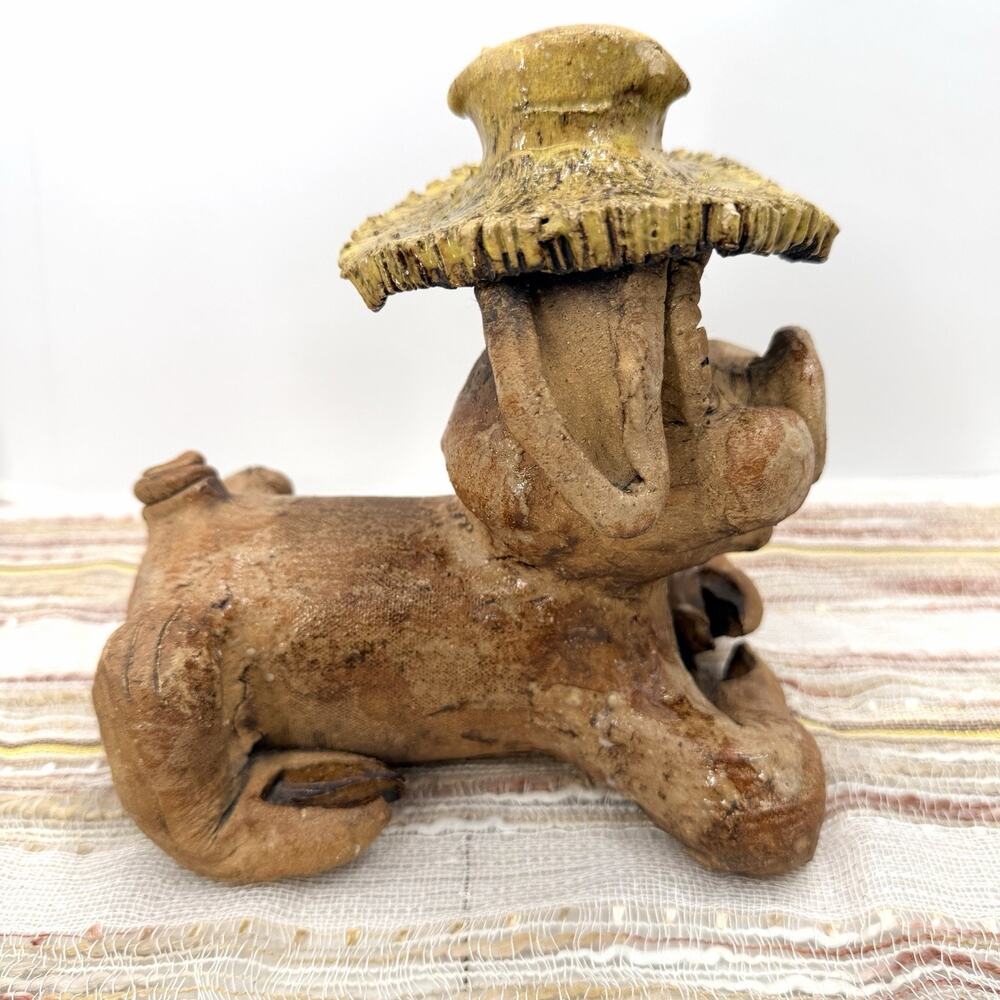 Vintage 70s Max Hindt Studio Art Pottery Big Eyed Country Pig Sculpture Figurine - Picture 3 of 14